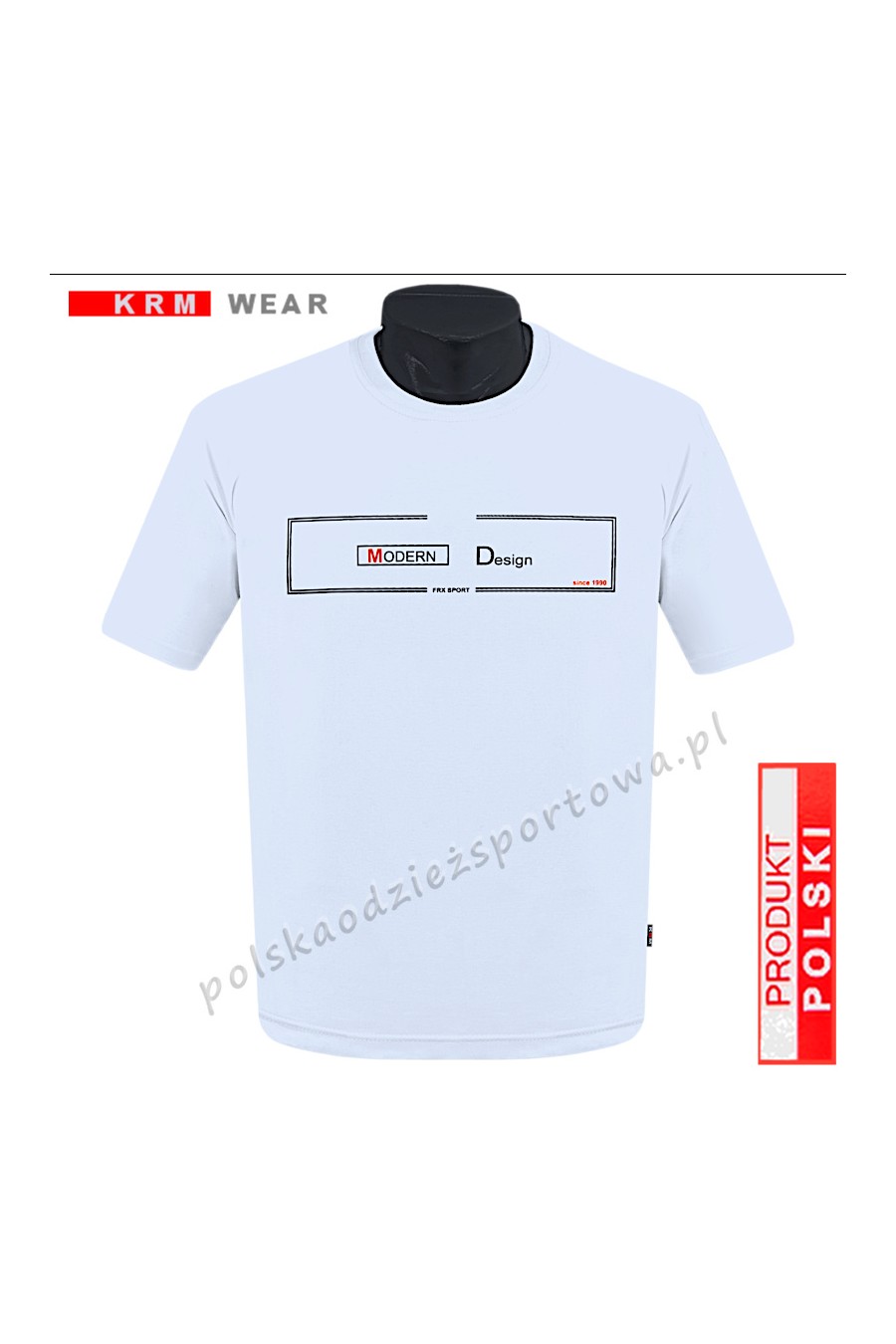 Koszulka S-6XL bawełna F MODERN biała/cz